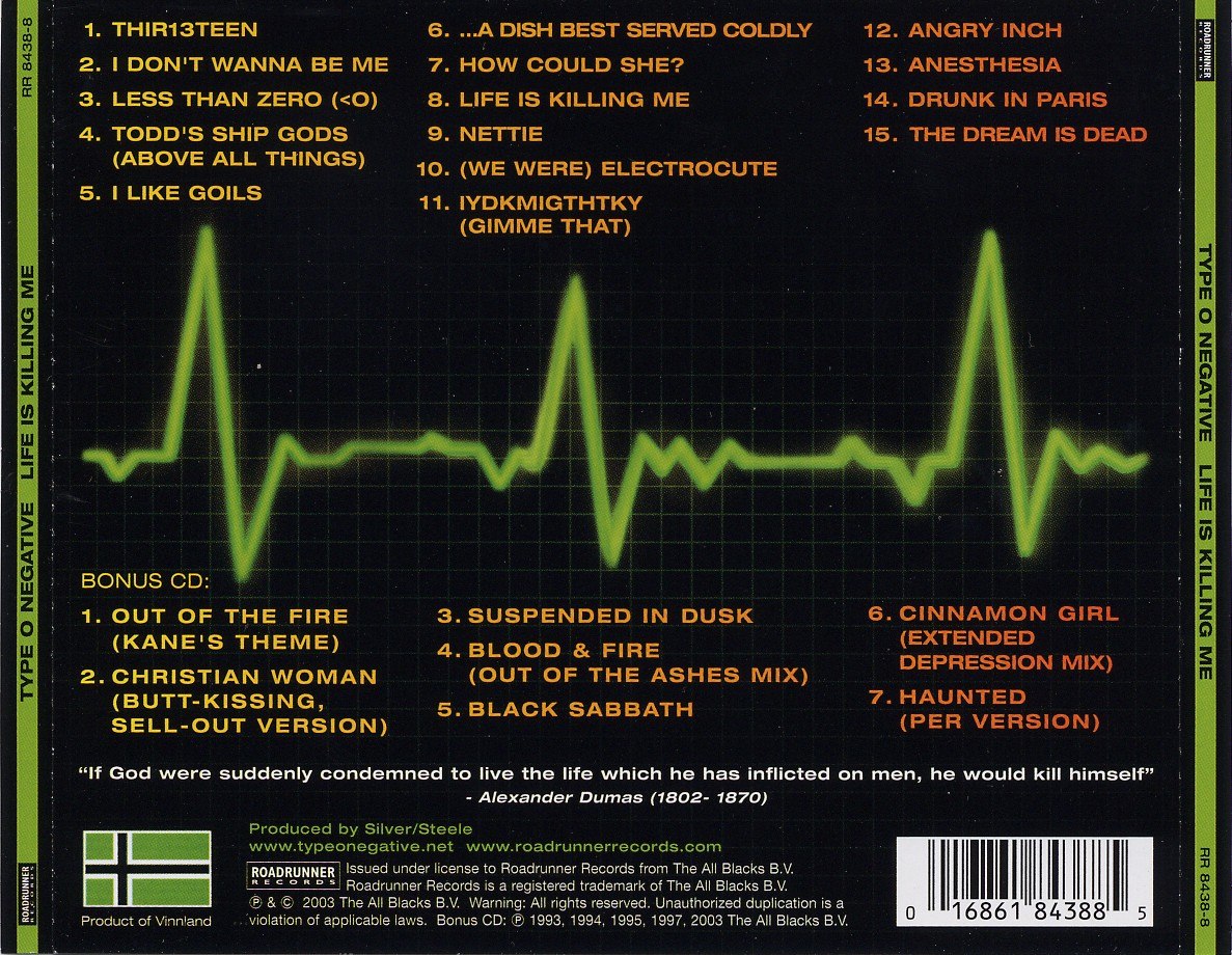 Type O Negative - Life Is Killing Me (2003) Gothic Metal