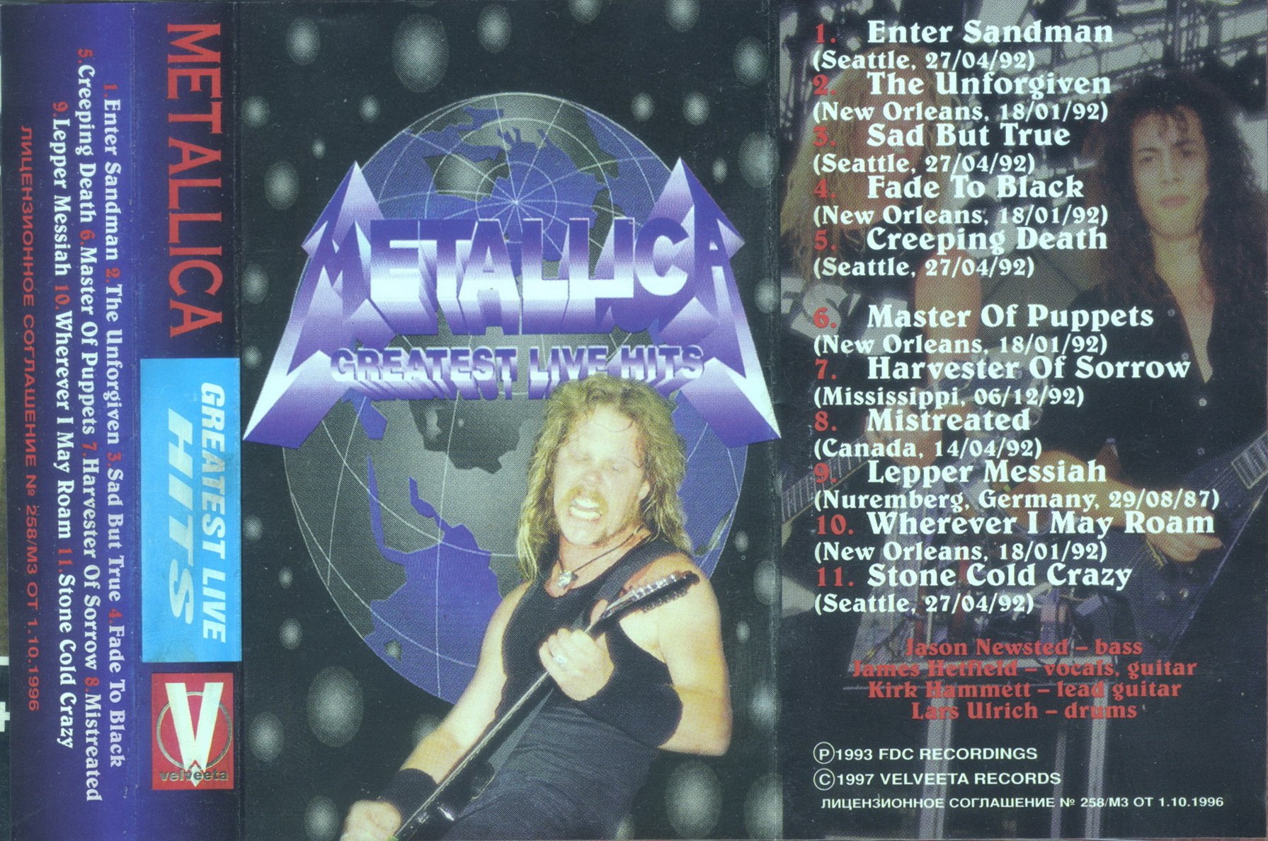 Metallica - Greatest Live Hits [bootleg] (1993) Thrash Metal (D)