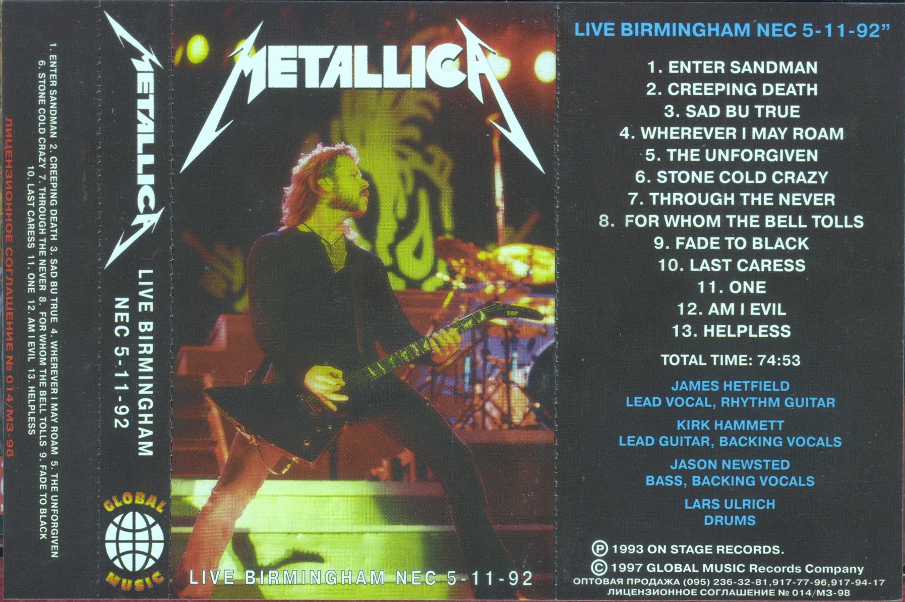 Metallica - Live Birmingham Nec 5-11-92 [bootleg] (1993) Thrash Metal (D)