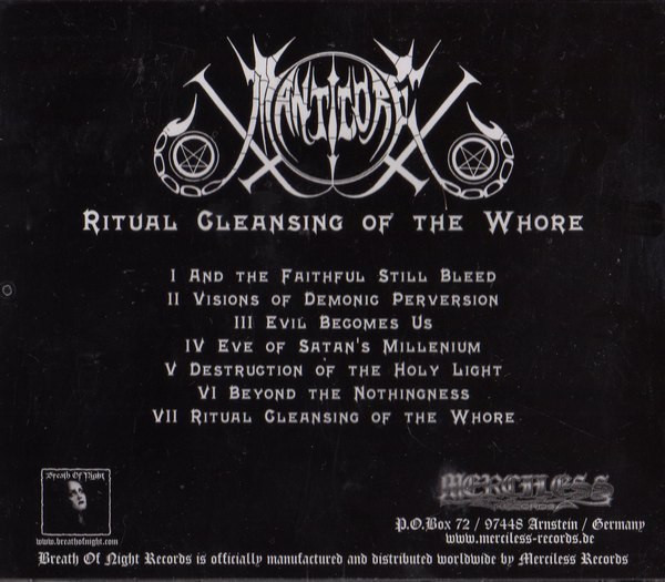 Manticore - Ritual Cleansing Of The Whore [ep] (2002) Black⁄Death Metal