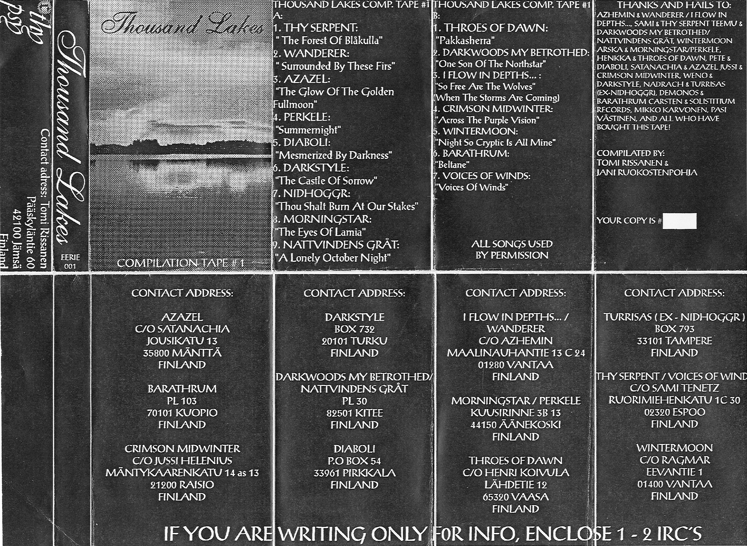 Various Artists - Thousand Lakes Compilation Tape #1 [compilation] (1995) Black⁄Dark Metal