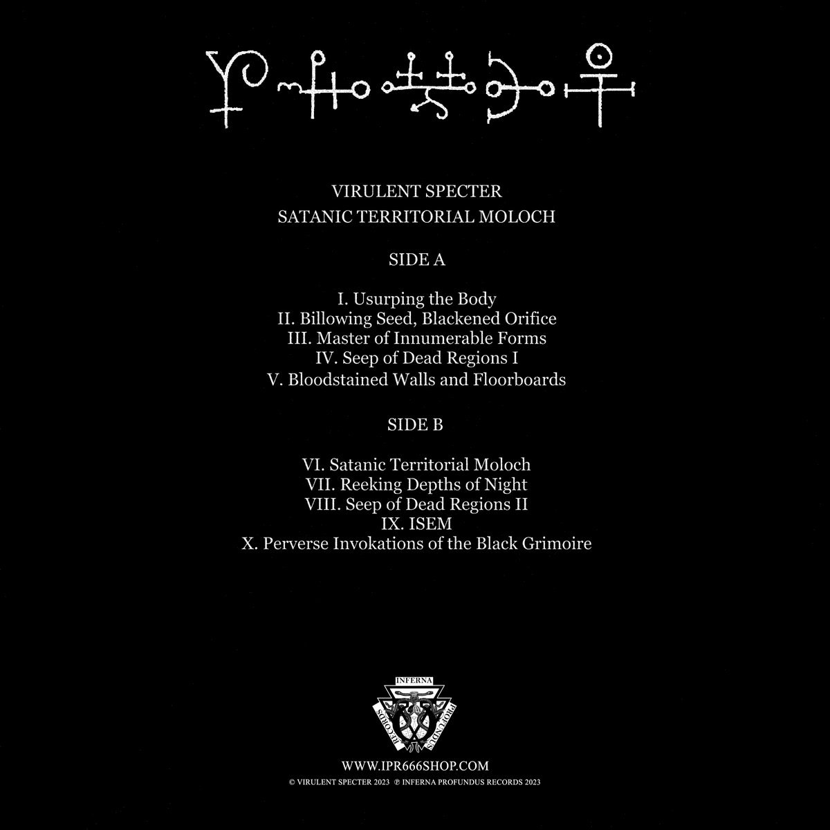 Virulent Specter - Satanic Territorial Moloch (2023) Raw Black Metal (D6)