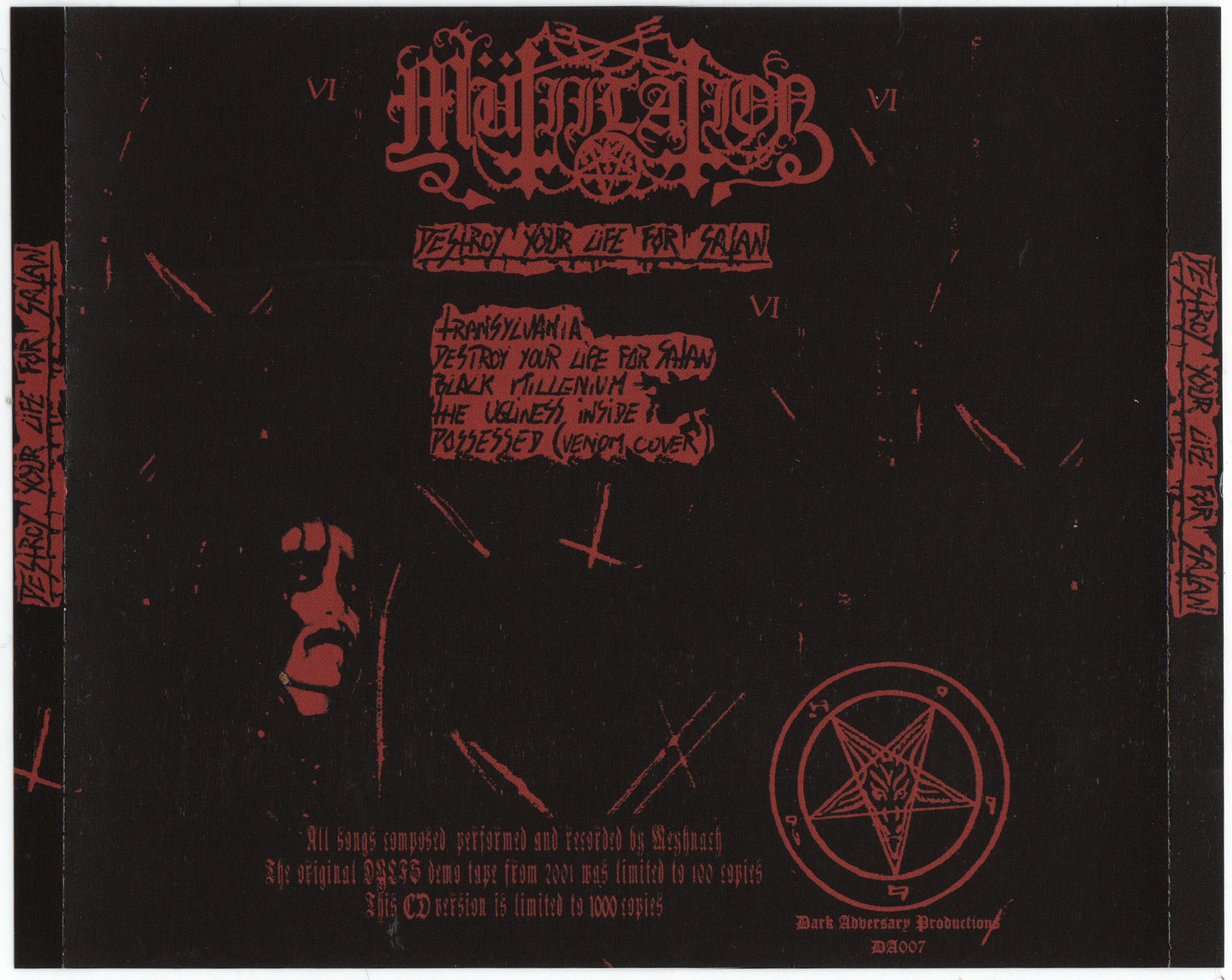 Mütiilation - Destroy Your Life For Satan [demo] (2001) Black Metal