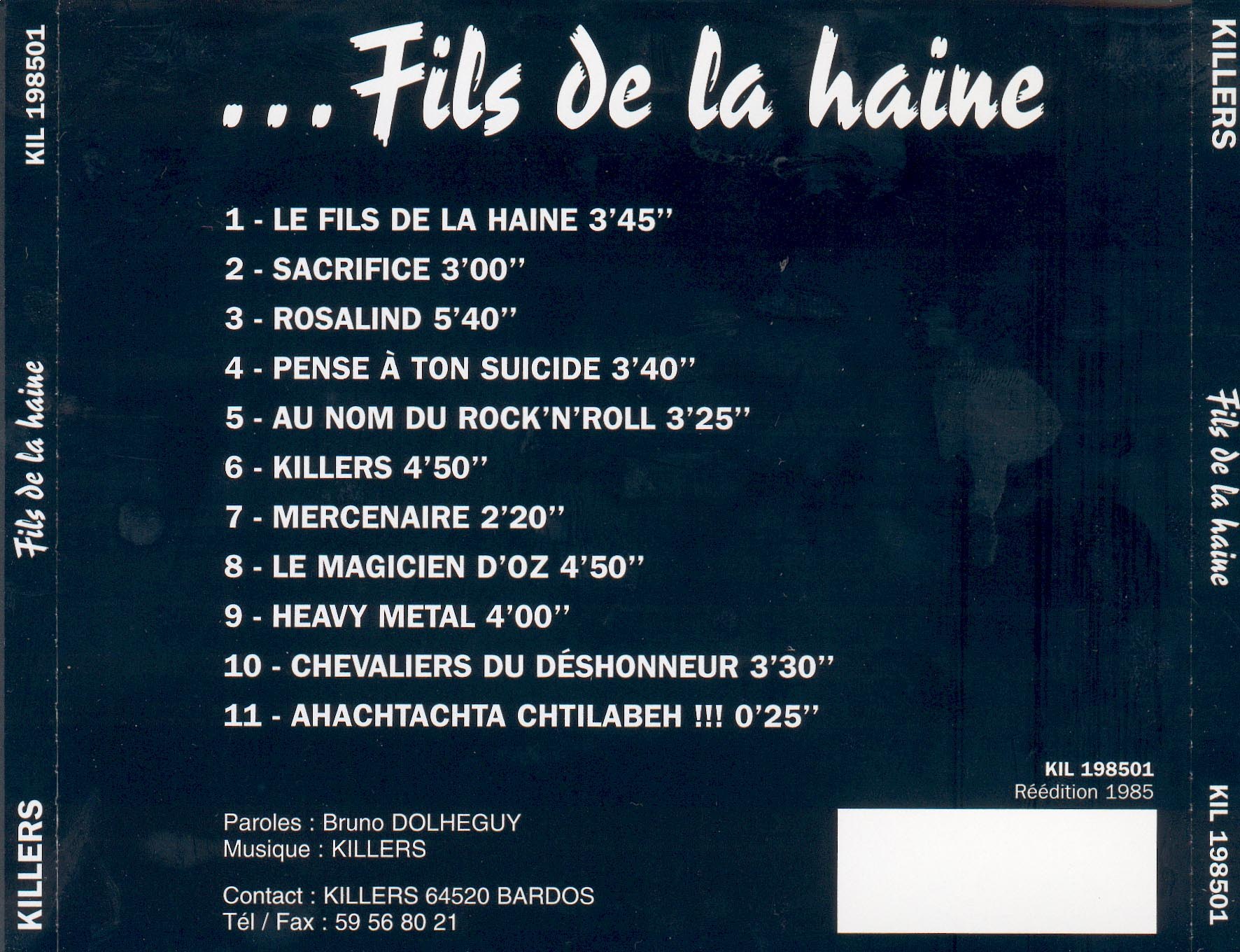Killers - ...Fils De La Haine (1985) Speed⁄Heavy Metal (D10)