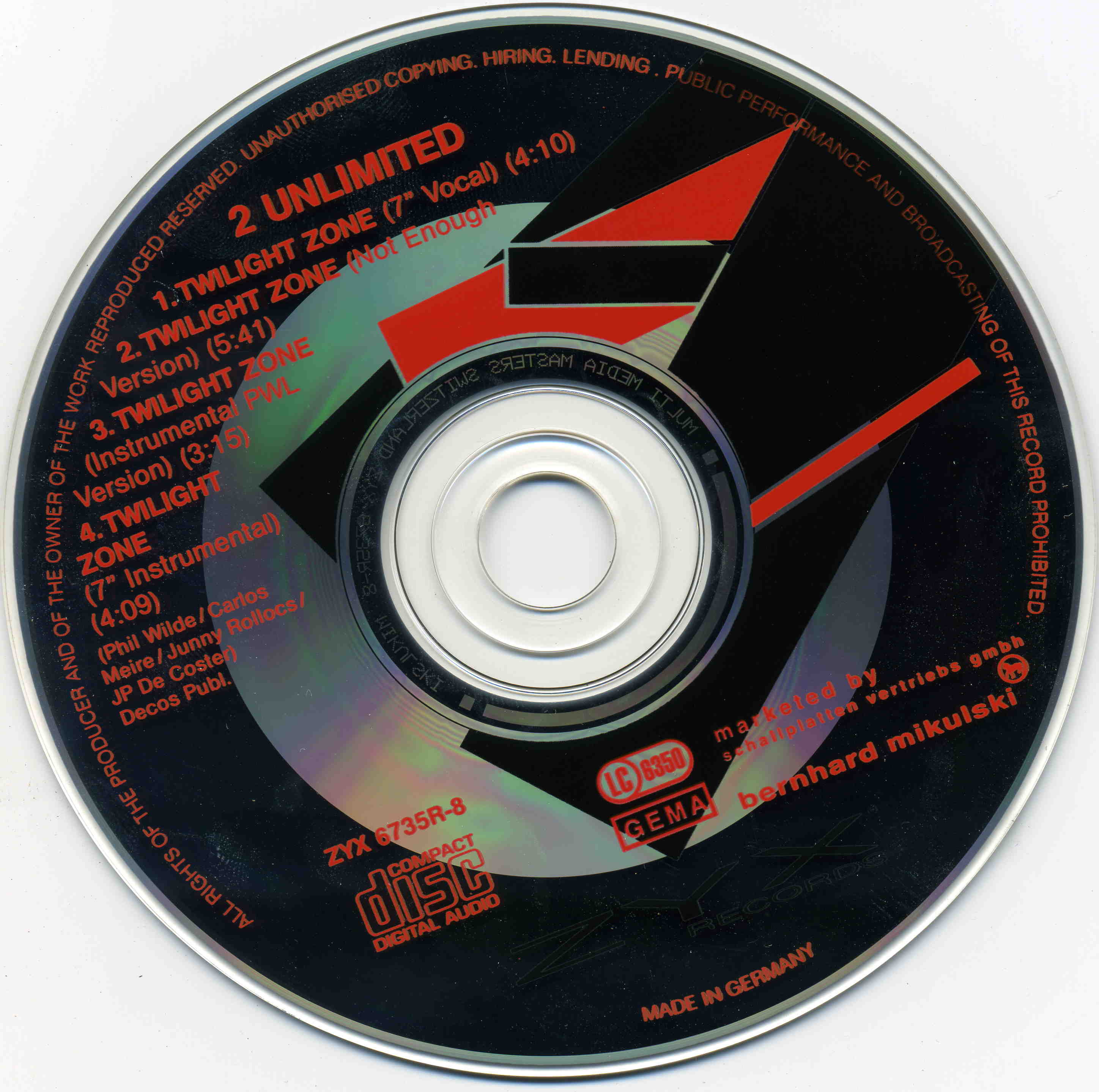 2 unLimited - Twilight Zone (The Remixes) CDM (ZYX) (1992)