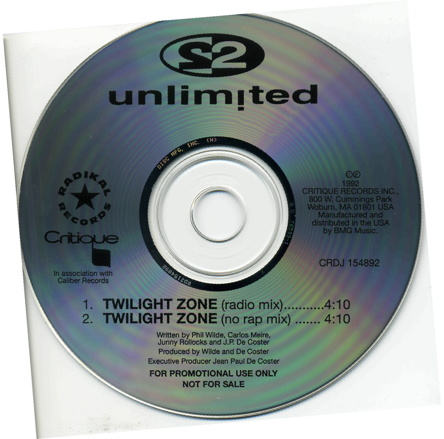2 unLimited - Twilight Zone CDS (US Promo 2 tracks) (1992)
