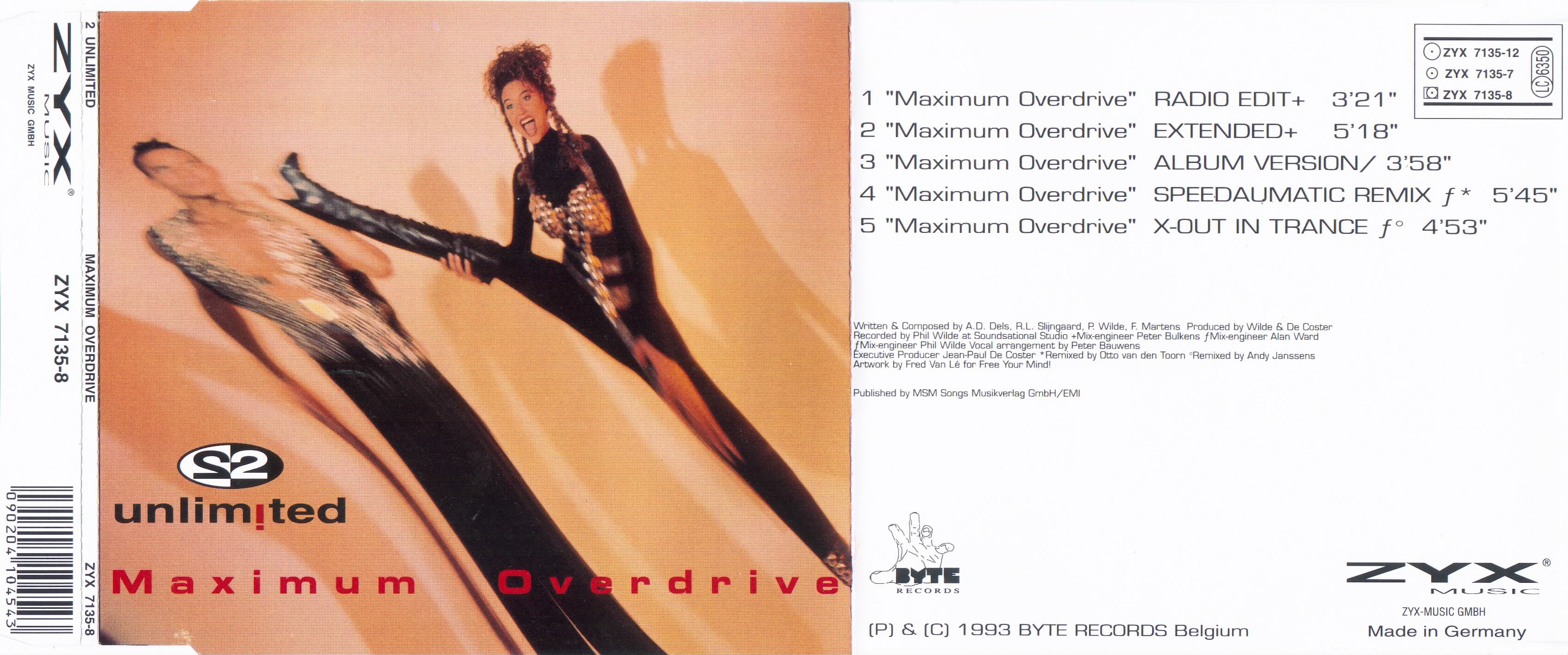 2 unLimited - Maximum Overdrive CDM (ZYX) (1993)