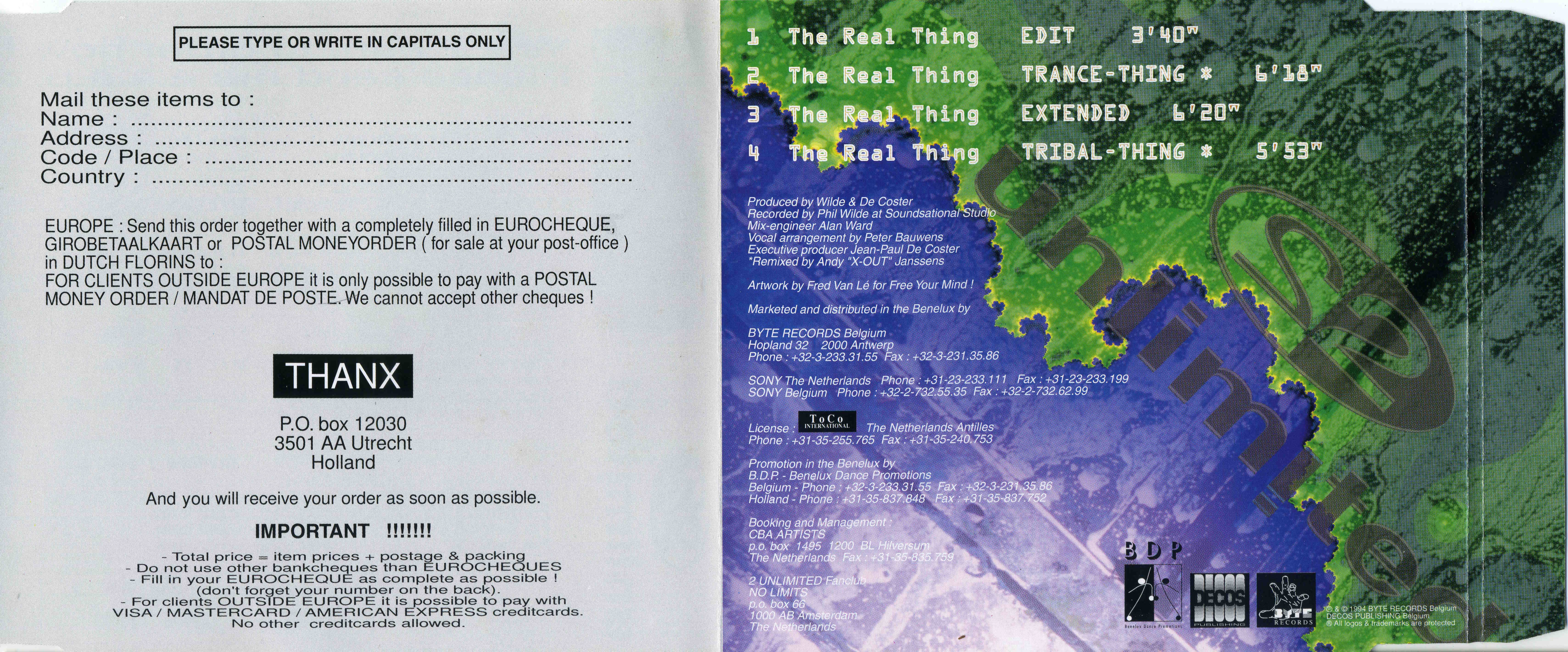 2 unLimited - The Real Thing CDM (Byte) (1994)