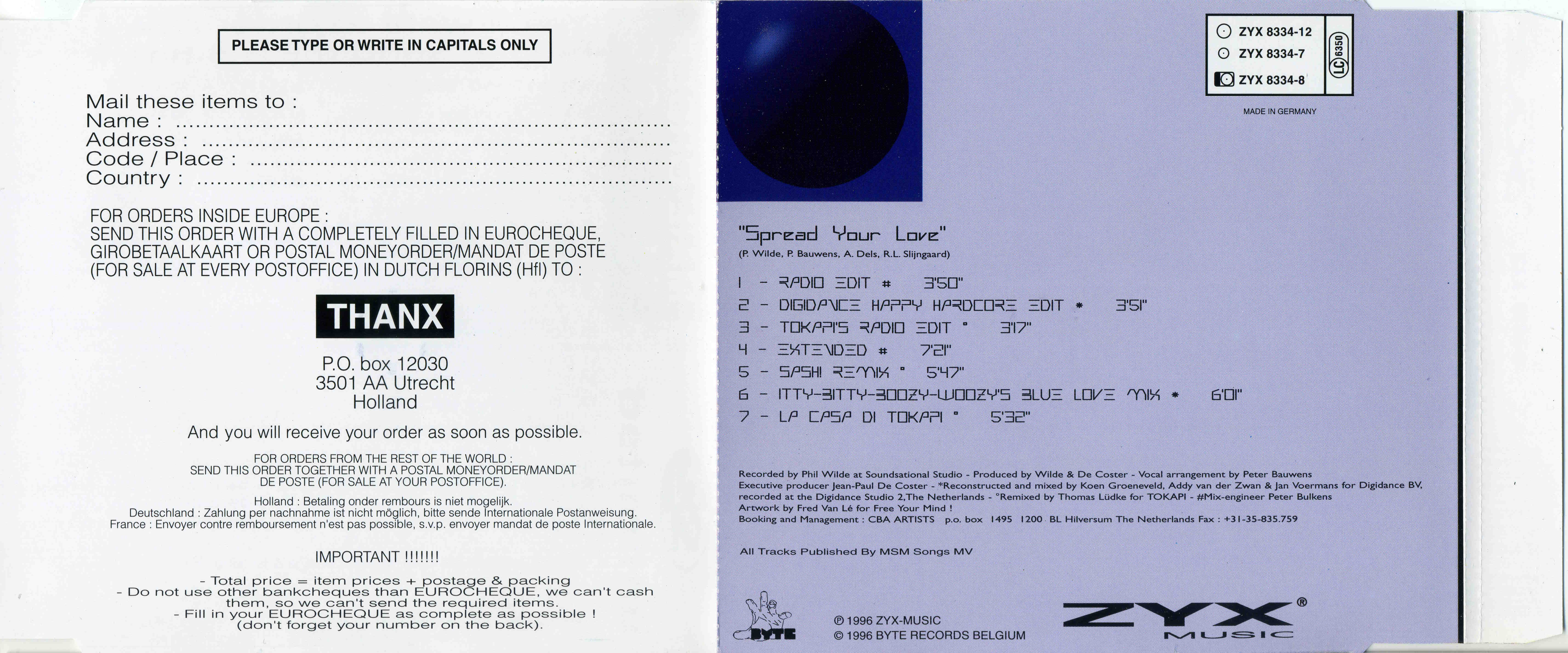 2 unLimited - Spread Your Love CDM (ZYX) (1996)