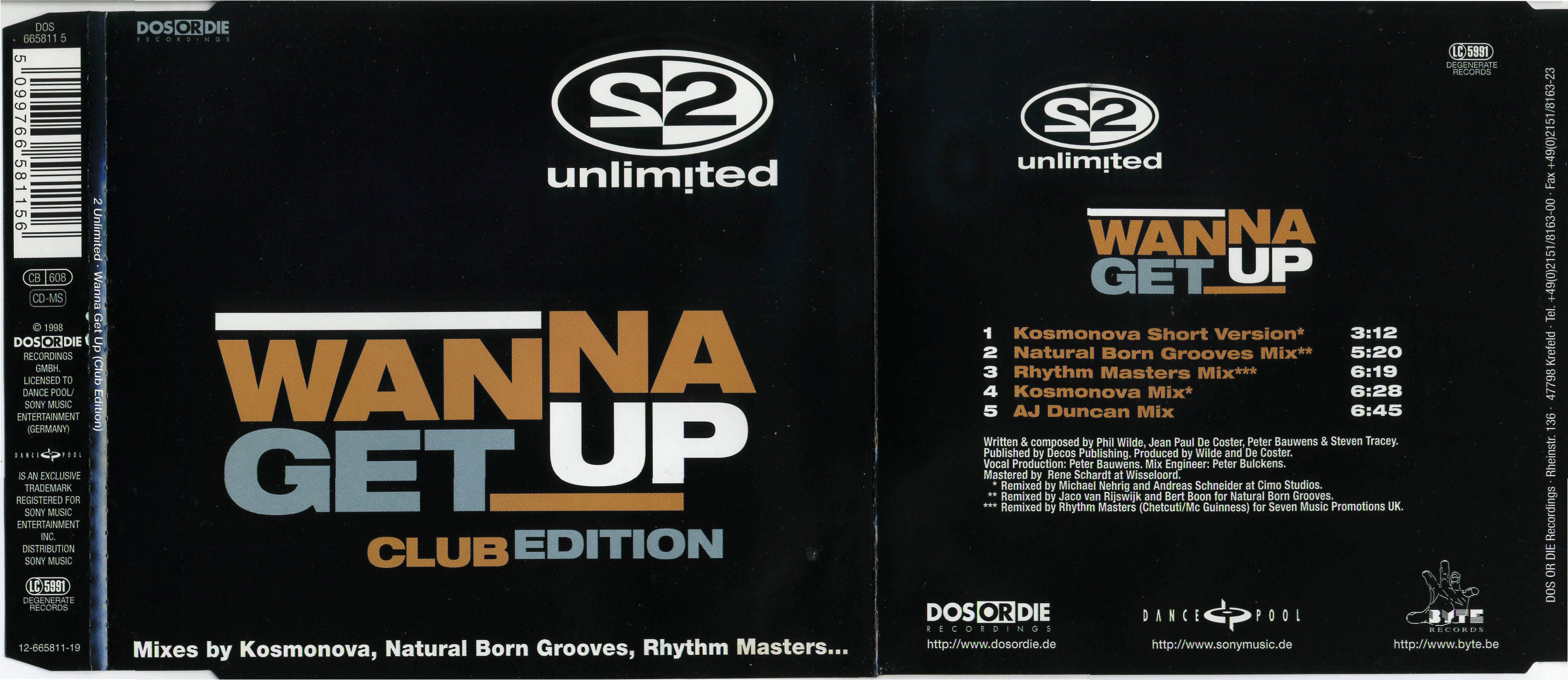 2 unLimited - Wanna Get Up (Club Edition) CDM (1998)