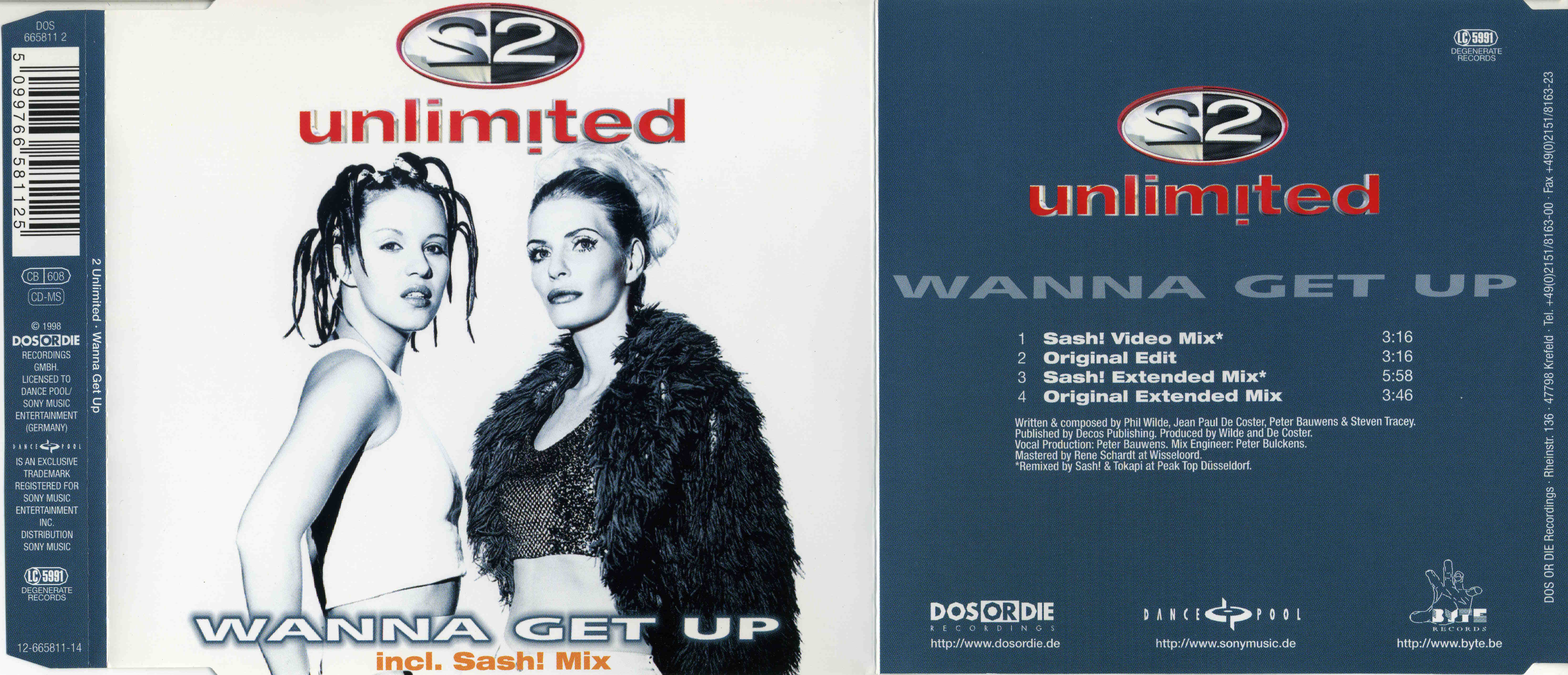 2 unLimited - Wanna Get Up (incl. Sash! Mix) CDM (Dos Or Die) (1998)