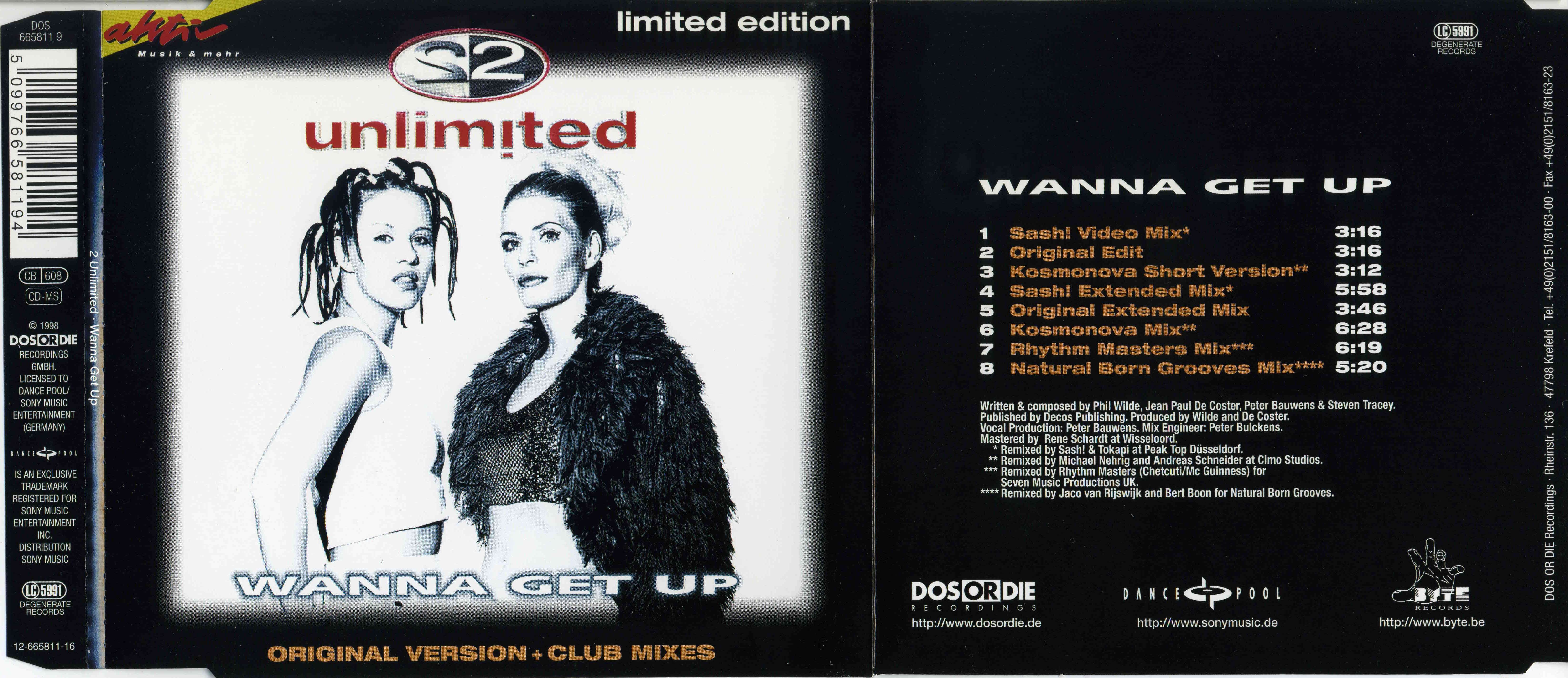 2 unLimited - Wanna Get Up (Ltd. Edition) CDM (Dos Or Die) (1998)