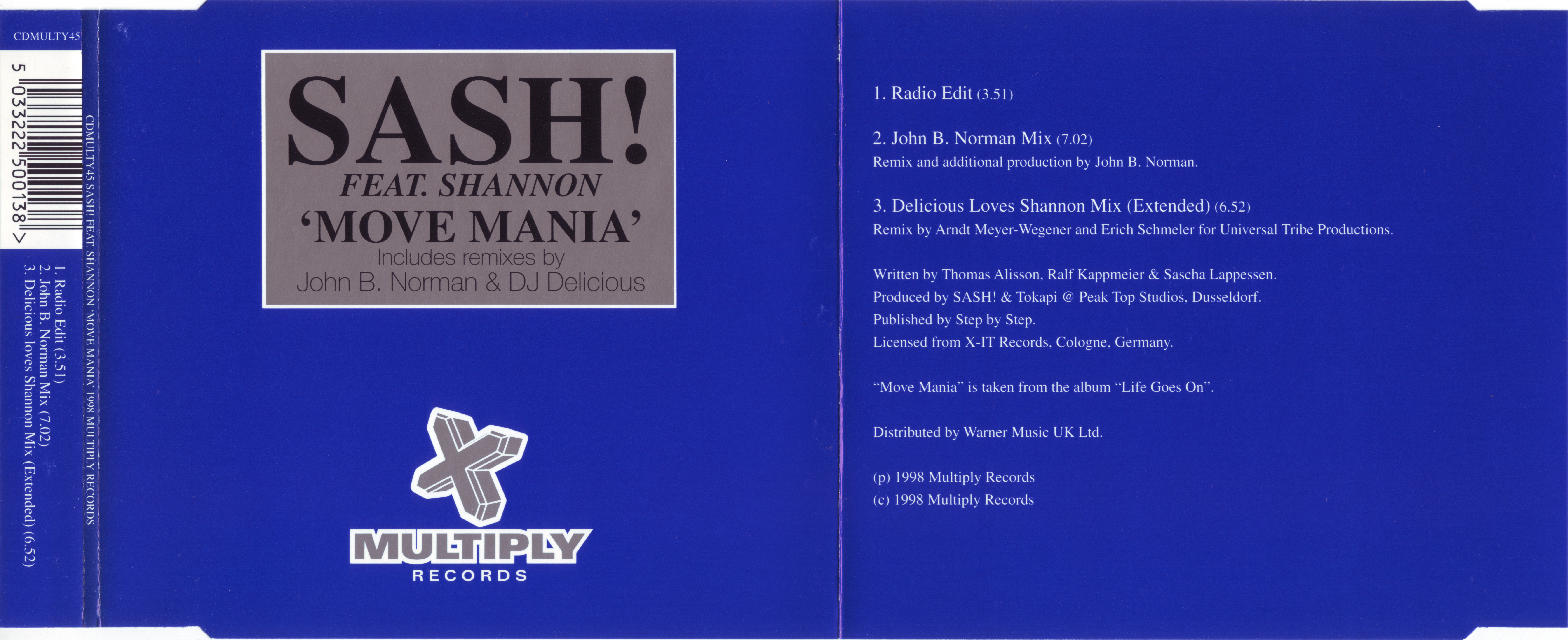 Sash! - Move Mania (CDMULTY45) (1998)