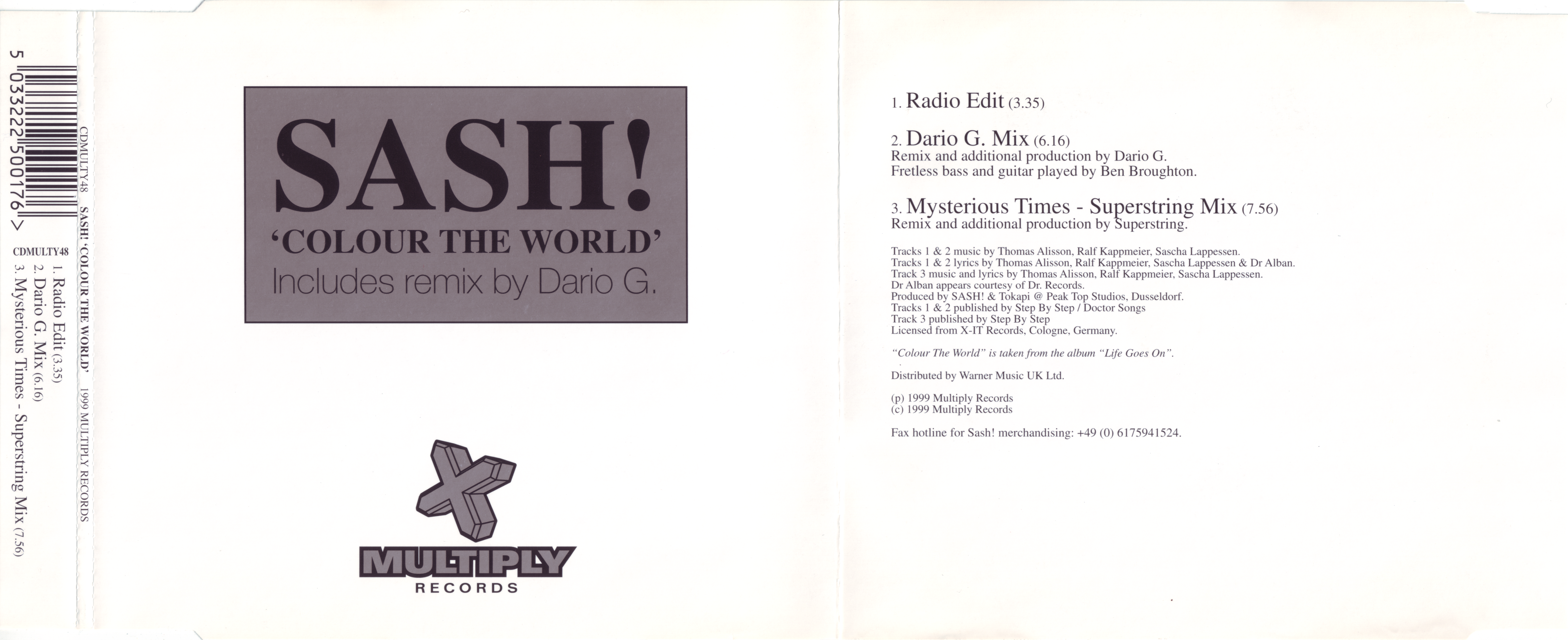 Sash! - Colour The World (CDMULTY48) (1999)