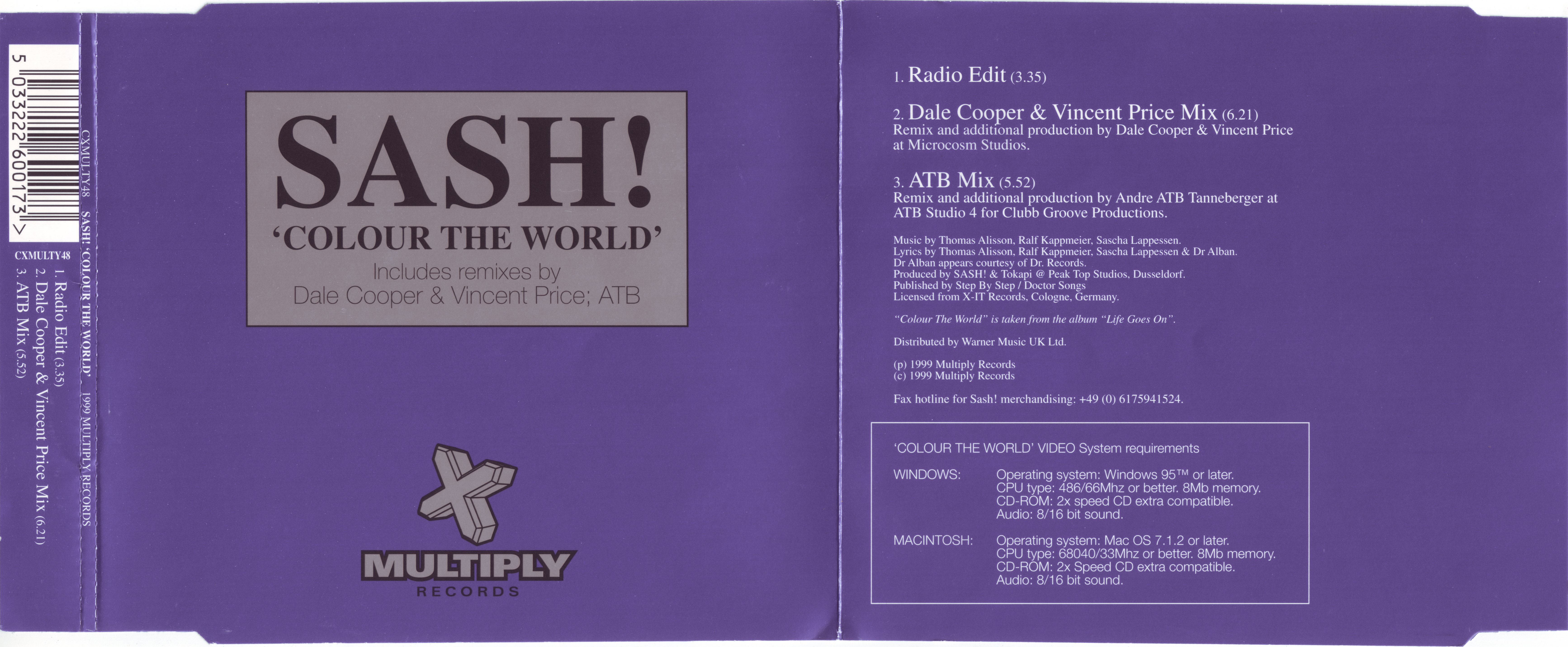 Sash! - Colour The World (CXMULTY48) (1999)