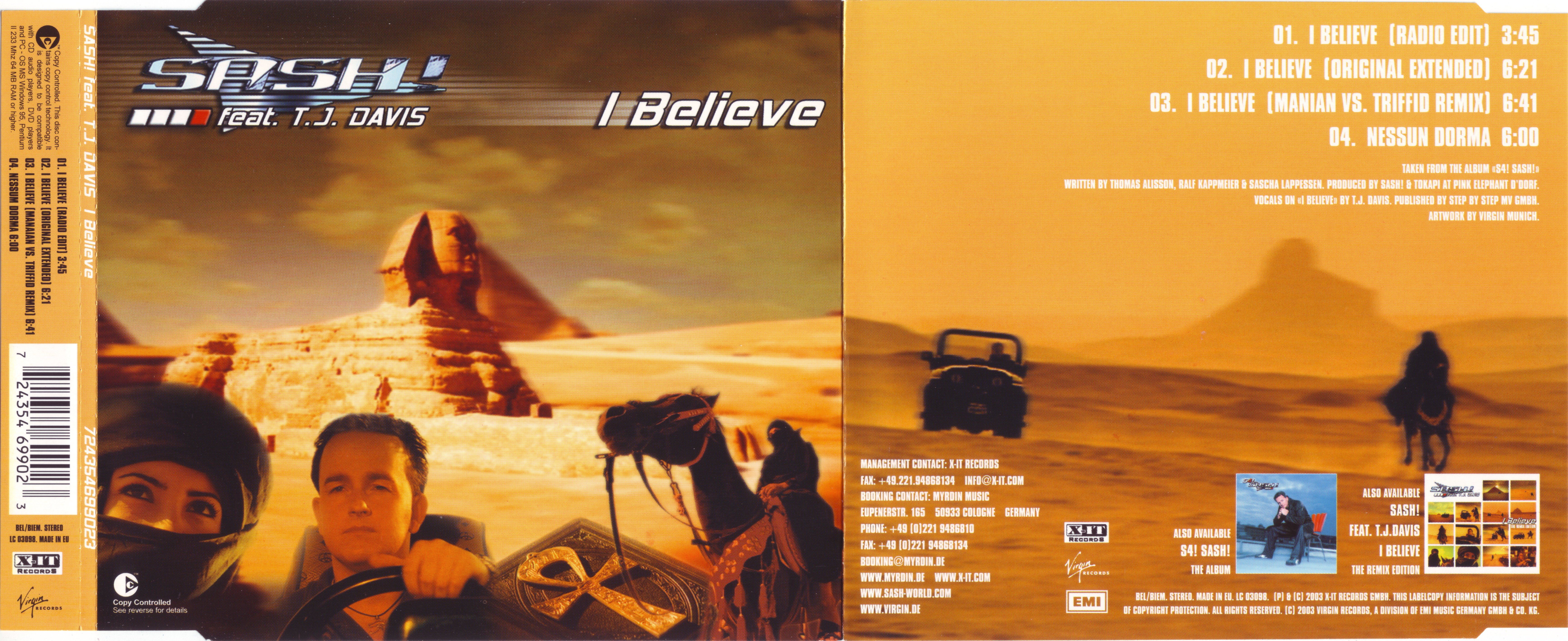 Sash! - I Believe (7243 546990 2 3) (2003)